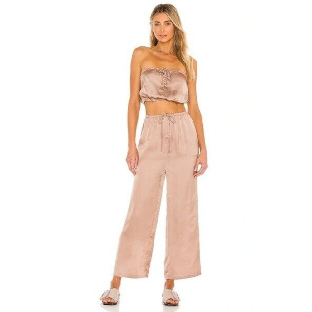 MAJORELLE Kassie Pants Taupe Brown Satin